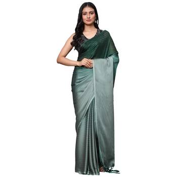 HAVIDA SAREES Lightweight Striped Pure Chiffon Ombre-Dyed Saree For Women Latest Design Party Wear with Blouse Piece 1