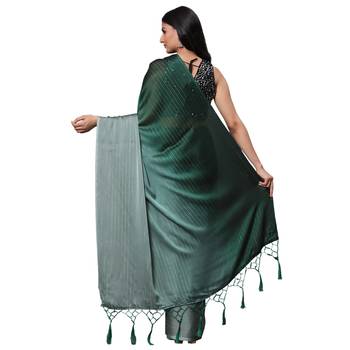 HAVIDA SAREES Lightweight Striped Pure Chiffon Ombre-Dyed Saree For Women Latest Design Party Wear with Blouse Piece 3