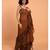 Suta Brown Pure Cotton With Black Polka Printed Ruffle Border Saree