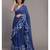 Suta Blue Pure Cotton With White Polka Printed Ruffle Border Saree