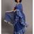 Suta Blue Pure Cotton With White Polka Printed Ruffle Border Saree