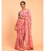 Suta Women Red Polka Printed Pure Cotton Saree