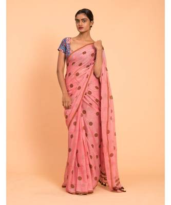 Suta Women Red Polka Printed Pure Cotton Saree 2