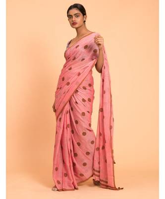 Suta Women Red Polka Printed Pure Cotton Saree 3