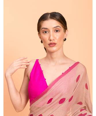 Suta Women Beige Polka Printed Pure Cotton Saree 2