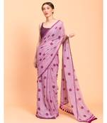 Suta Women Lavender & Purple Polka Dots Printed Pure Cotton Saree