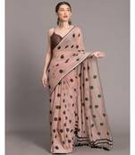 Suta Women Beige & Black Polka Dots Printed Pure Cotton Saree