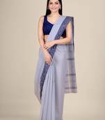 Grey hand woven pure cotton saree 