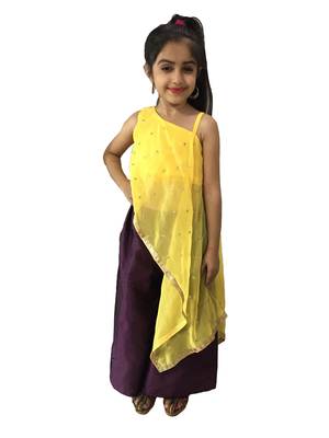 Long and Short  kaftan set Yellow Magenta 1