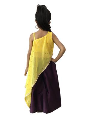 Long and Short  kaftan set Yellow Magenta 2