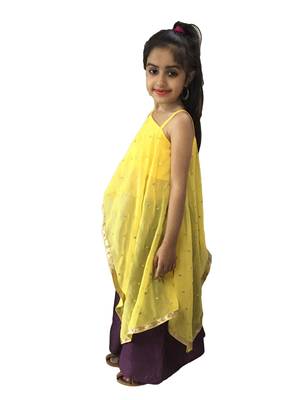 Long and Short  kaftan set Yellow Magenta 3