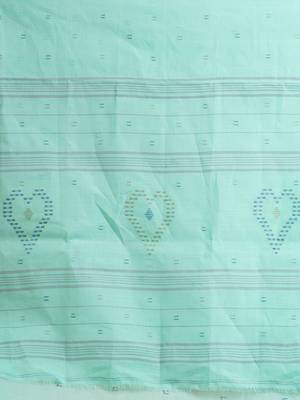 Sky Blue Hand Woven Pure Cotton Saree Without Blouse 5