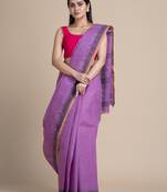 Purple hand woven pure cotton saree 
