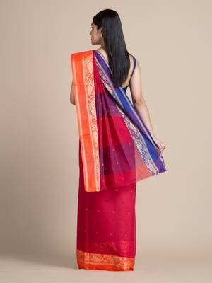 Magenta Hand Woven Pure Cotton Saree Without Blouse 4