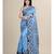Sky Blue & black Cotton Silk Hand Woven  KATHA STITCH Jamdani Handloom Saree