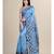 Sky Blue & black Cotton Silk Hand Woven  KATHA STITCH Jamdani Handloom Saree