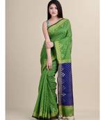 GREEN & BLUE Cotton Silk Hand Woven  Jamdani SILK COTTON Handloom Saree