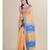 BEIGE & BLUE Cotton Silk Hand Woven Tant Jamdani KATHA STITCH Handloom   Saree