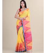 YELLOW & MULTI Pure Cotton Silk Hand Woven  Jamdani  Handloom   Saree