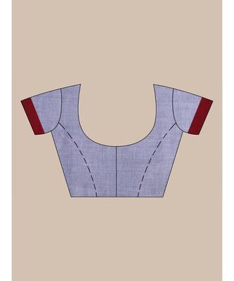 GREY & MAROON Pure Cotton Silk Hand Woven Tant Jamdani  Handloom   Saree 2