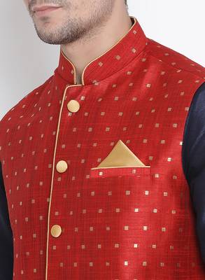 Blue Plain Silk Blend Dhoti-Kurta 3
