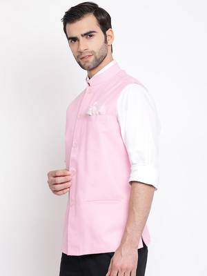 Pink Cotton Blend Nehru Jacket 2