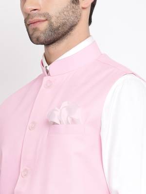 Pink Cotton Blend Nehru Jacket 3
