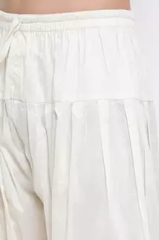 Yellow plain blended cotton pathani-suits