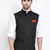 Black Cotton Silk Nehru Jacket