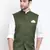 Green Cotton Silk Nehru Jacket