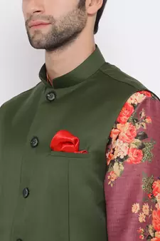 Men'S Purple Silk Blend Jacket, Kurta And Pyjama Set