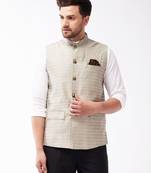 Grey Silk Blend Nehru Jackets