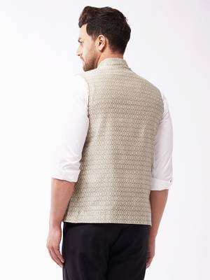 Grey Silk Blend Nehru Jackets 3