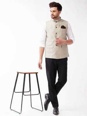 Grey Silk Blend Nehru Jackets 5