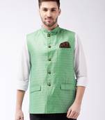 Men'S Green Silk Blend Nehru Jackets