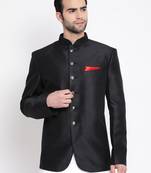 Men'S Black Silk Blend Jodhpuri