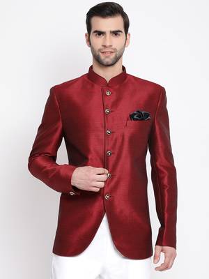 Men'S Maroon Silk Blend Jodhpuri 2