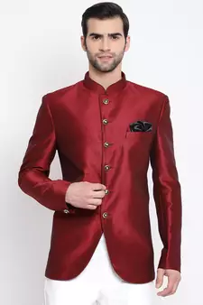 Men'S Maroon Silk Blend Jodhpuri