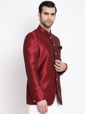Men'S Maroon Silk Blend Jodhpuri 3