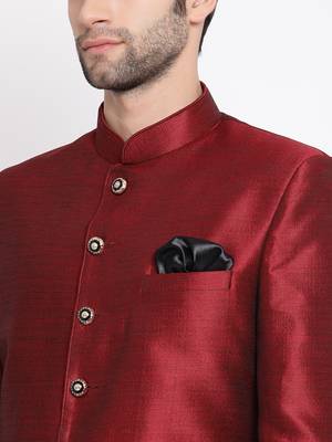 Men'S Maroon Silk Blend Jodhpuri 4