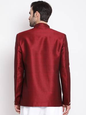 Men'S Maroon Silk Blend Jodhpuri 5