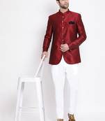 Men'S Maroon Silk Blend Jodhpuri