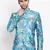Turquoise plain silk blend jodhpuri-sherwani
