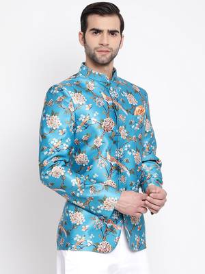 Men'S Turquoise Silk Blend Jodhpuri 2