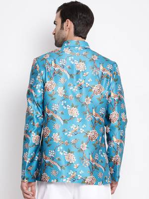 Men'S Turquoise Silk Blend Jodhpuri 4