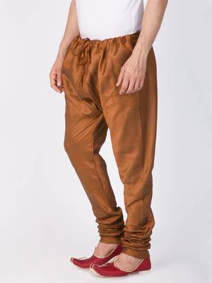 Brown Plain Silk Blend Men-Pyjamas 2