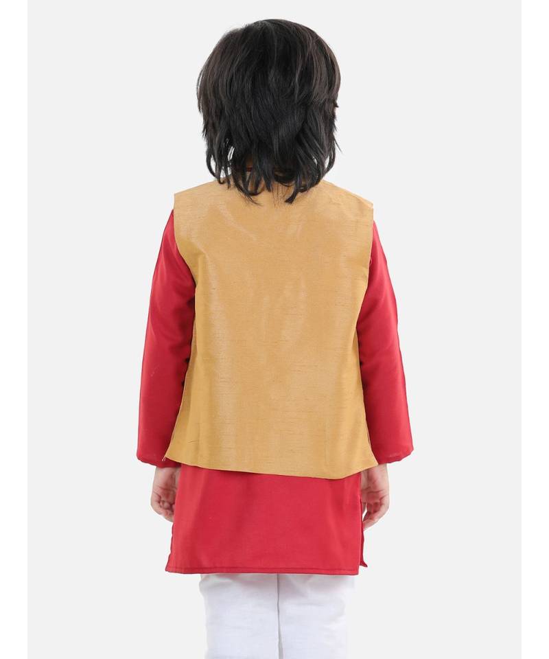 Boys Party Waistcoat Jacket for Boys- Beige