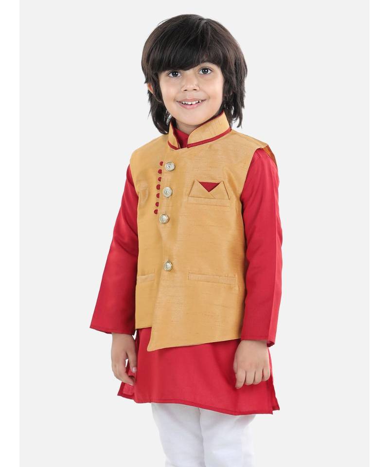 Boys Party Waistcoat Jacket for Boys- Beige