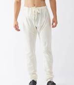 Cream Plain Silk Blend Men-Pyjamas
