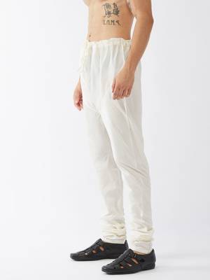 Cream Plain Silk Blend Men-Pyjamas 2